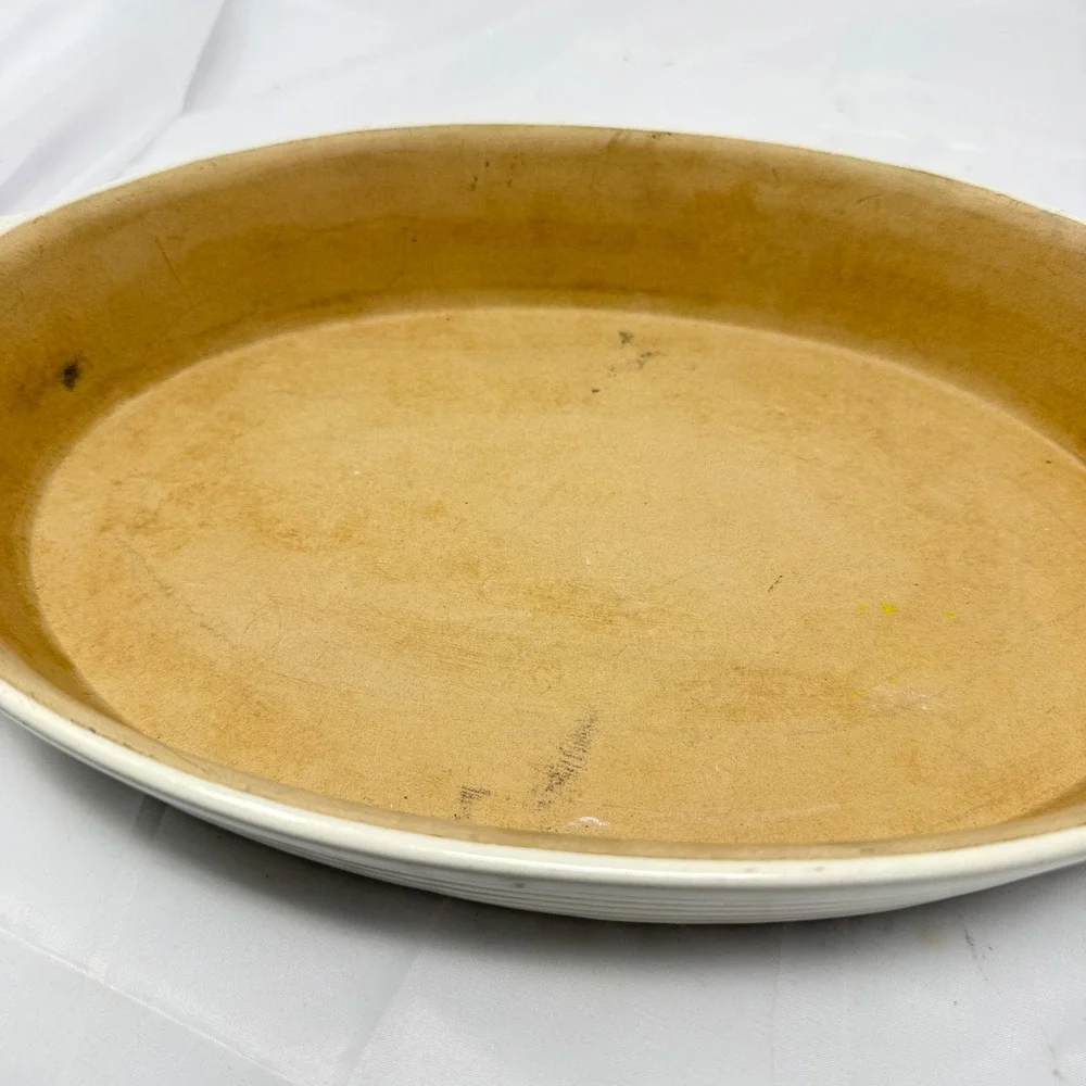 Pampered Chef Family Heritage Stoneware Oval Baker New Traditions Cream 12.5in